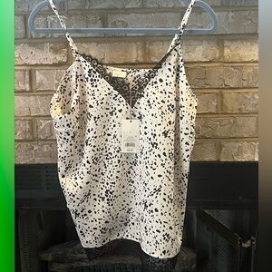 Women's Spotted Lace Trim Cami Top size L . NWT